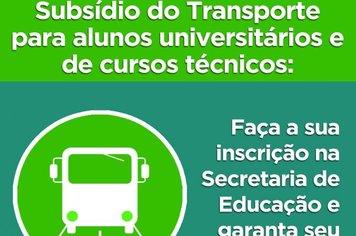 Prefeitura vai subir para 50% o valor pago no subsídio do transporte para universitários e alunos de cursos técnicos