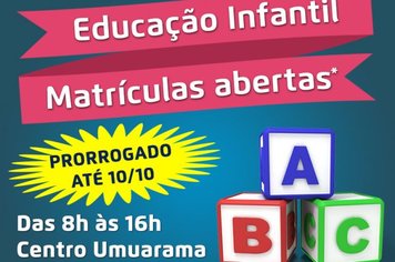 Secretaria prorroga prazo para matrículas da Educação Infantil