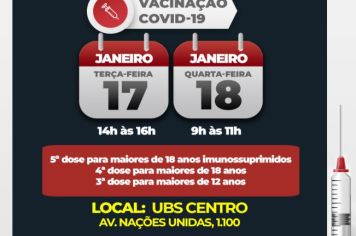 Covid-19: Águas de Lindoia inicia aplicação de 5ª dose para imunossuprimidos nesta semana