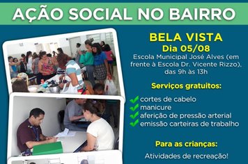 Ação Social no Bairro Bela Vista acontece no domingo, dia 5 de agosto