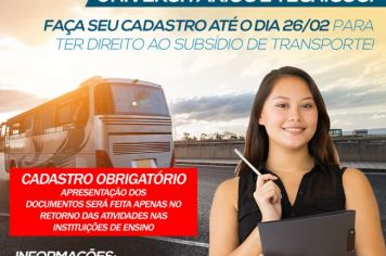 Cadastro para subsídio de transporte universitário vai até dia 26 de fevereiro