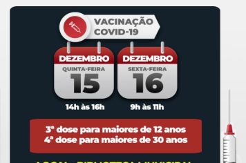 Covid-19: Campanha de vacinação continua com aplicação de terceira e quarta doses