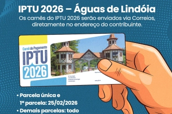 Prefeitura de Águas de Lindóia inicia envio dos carnês do IPTU 2026