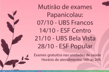 Outubro Rosa terá rotina de exames nas unidades de saúde