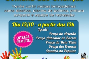 Semana da Criança tem brinquedos e recreação gratuita em cinco pontos da cidade