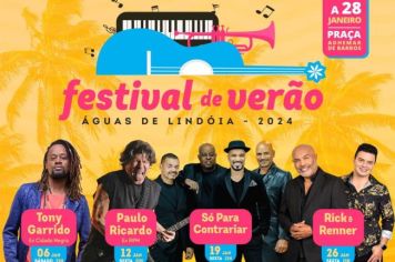 Prefeitura de Águas de Lindoia anuncia atrações principais do Festival de Verão 2024
