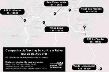 Vacinação contra a Raiva acontece a partir deste final de semana