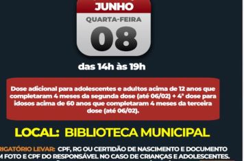 Covid-19: Campanha de Vacinação segue com aplicação de primeira até quarta dose