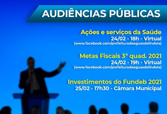 Prefeitura realiza três audiências públicas nesta semana