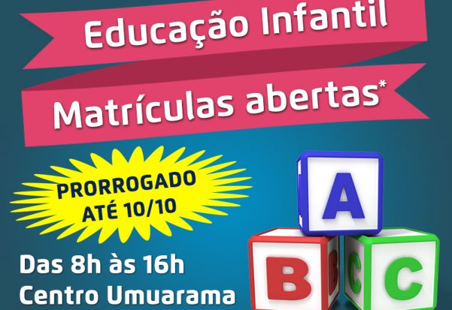 Secretaria prorroga prazo para matrículas da Educação Infantil