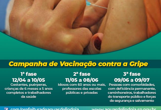 Águas de Lindoia inicia Campanha de Vacinação contra a gripe nesta segunda-feira, 12