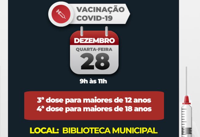 Covid-19: Campanha de vacinação segue nesta com aplicação de quarta dose para maiores de 18 anos