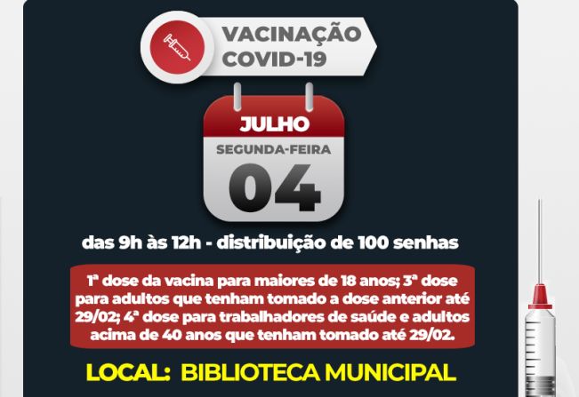 Covid-19: Campanha de vacinação inicia aplicação da 4ª dose para pessoas com mais de 40 anos