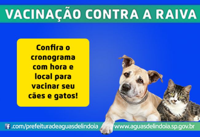 Campanha contra a Raiva deve vacinar mais de 4,5 mil cães e gatos em Águas de Lindoia