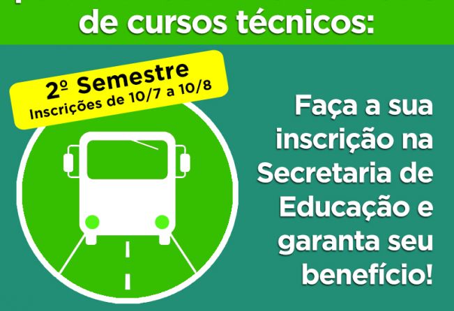 Secretaria abre cadastro para alunos interessados no subsídio para transporte universitário