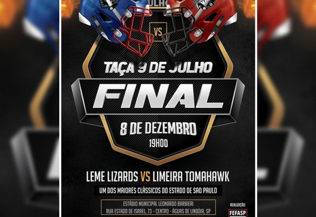 Águas de Lindoia sedia final da Taça 9 de julho de Futebol Americano