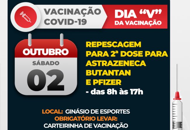 Sábado é o dia “V” da Campanha de Vacinação contra Covid-19 em Águas de Lindoia 