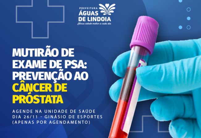 Novembro azul: mutirão de exames de PSA acontece no dia 26