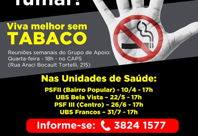 Programa de Controle do Tabagismo realiza trabalho em unidades de saúde a partir de abril