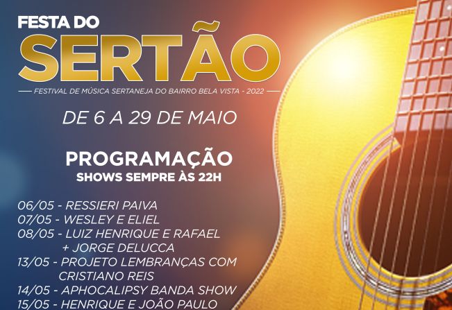Festa do Sertão começa no próximo dia 6 e traz 13 shows para o bairro Bela Vista
