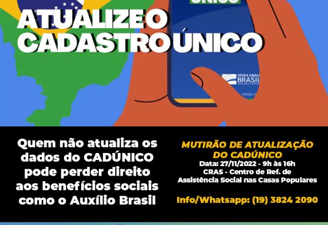 Dia 27 tem Mutirão para atualização do Cadastro Único e Ação Social no CRAS