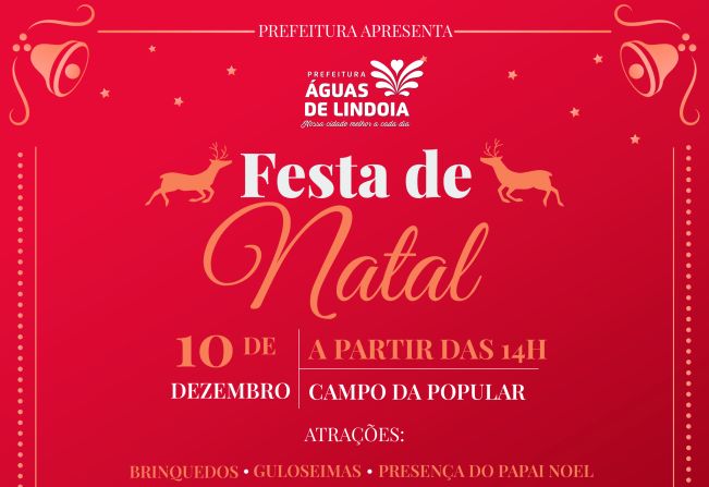 Notícia - Prefeitura realiza Festa de Natal no sábado, dia 10 - Prefeitura  Municipal de Águas de Lindóia