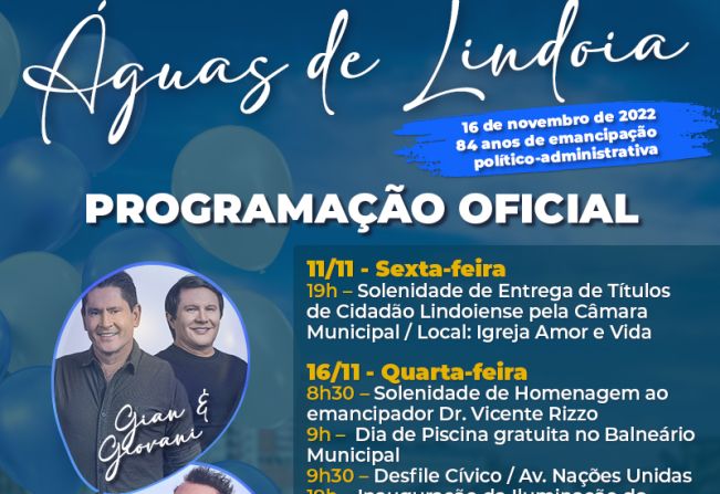 Águas de Lindoia comemora 84 anos de emancipação com shows, desfile e iluminação natalina