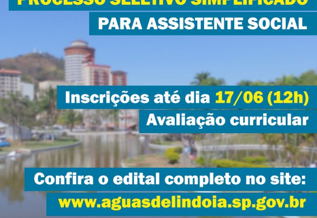 Prefeitura abre Processo Seletivo simplificado para contratação de Assistente Social