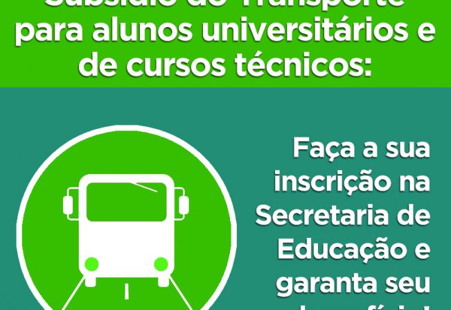 Secretaria abre cadastro para alunos interessados no subsídio para transporte universitário